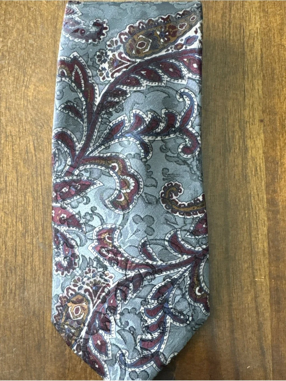 Wembley Gray Blue Tie Lot of 3 Vintage Paisley Floral Poly or Silk Made in USA